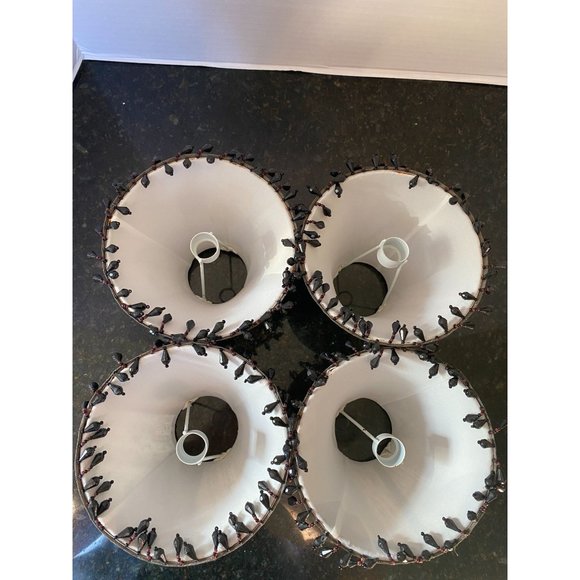 Greenish/Blackish/Grayish 6" Chandelier Shades, Black Beaded Fringe (Qty. 4) - Picture 6 of 8